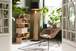 Lampa Podłogowa Nature Straight 52x171 Cm Czarno-drewniana*KARE Design Outlet
