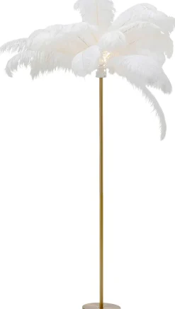 Lampa Podłogowa Palma Biała Strusie Pióra 165 Cm Podstawa Złota*KARE Design Outlet