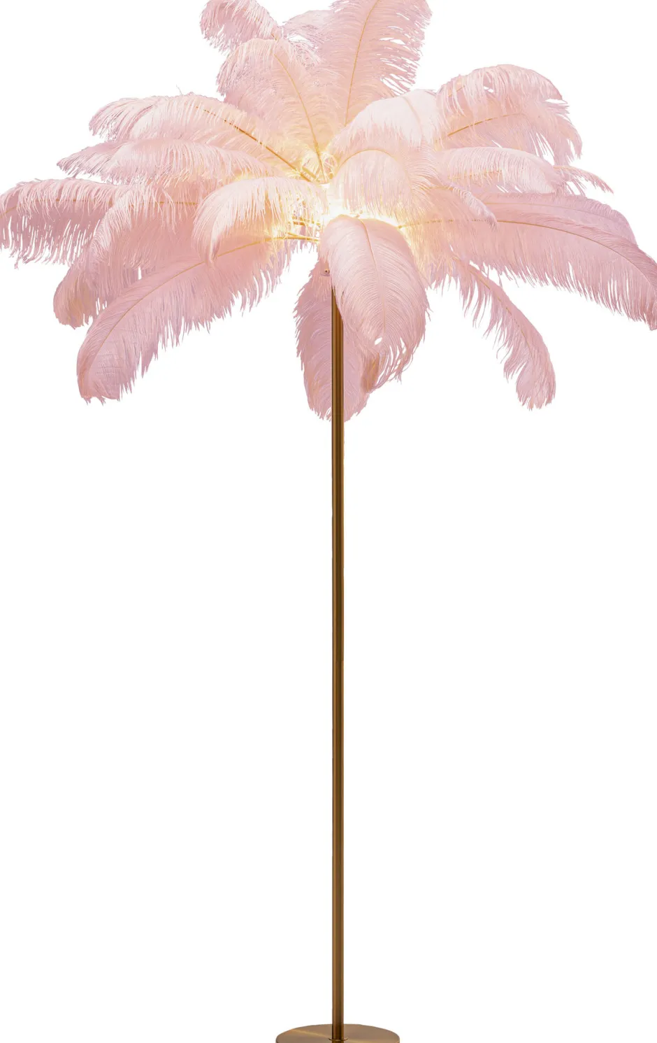 Lampa Podłogowa Palma Różowa Strusie Pióra 165 Cm Podstawa Złota*KARE Design Sale