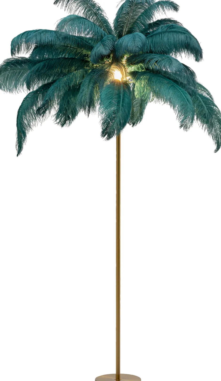 Lampa Podłogowa Palma Zielona Strusie Pióra 165 Cm Podstawa Złota*KARE Design Online