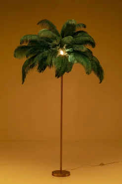 Lampa Podłogowa Palma Zielona Strusie Pióra 165 Cm Podstawa Złota*KARE Design Online