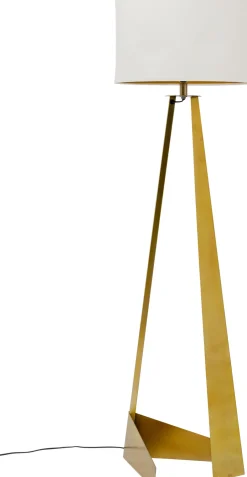 Lampa Podłogowa Podstawa Złota Stalowa Abażur Biały Lniany 150 Cm*KARE Design Hot