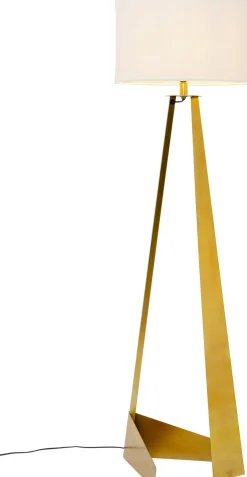 Lampa Podłogowa Podstawa Złota Stalowa Abażur Biały Lniany 150 Cm*KARE Design Hot