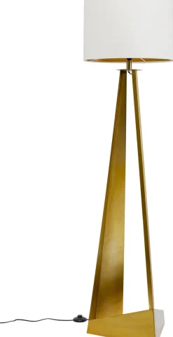 Lampa Podłogowa Podstawa Złota Stalowa Abażur Biały Lniany 150 Cm*KARE Design Hot