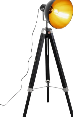 Lampa Podłogowa Trójnóg Z Regulacją Wysokości Czarna Drewno I Stal 95-140 Cm*KARE Design Best
