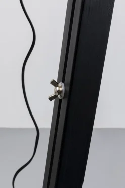Lampa Podłogowa Trójnóg Z Regulacją Wysokości Czarna Drewno I Stal 95-140 Cm*KARE Design Best