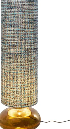 Lampa Podłogowa Ze Szklaną Brązową Podstawą Abażur Z Tkaniny Niebieskiej 106 Cm*KARE Design Sale