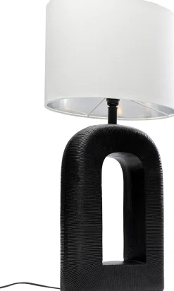 Lampa Stołowa Aluminium Czarne I Abażur Biały Lniany 79 Cm*KARE Design Outlet