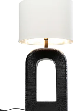 Lampa Stołowa Aluminium Czarne I Abażur Biały Lniany 79 Cm*KARE Design Outlet