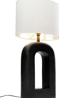 Lampa Stołowa Aluminium Czarne I Abażur Biały Lniany 79 Cm*KARE Design Outlet