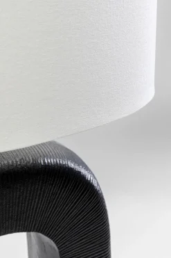 Lampa Stołowa Aluminium Czarne I Abażur Biały Lniany 79 Cm*KARE Design Outlet
