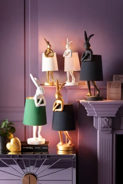 Lampa Stołowa Animal Rabbit 23x68 Cm Złota - Klosz Czarny*KARE Design Outlet