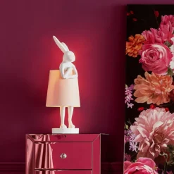 Lampa Stołowa Animal Rabbit 17x50 Cm Biała - Klosz Różowy*KARE Design