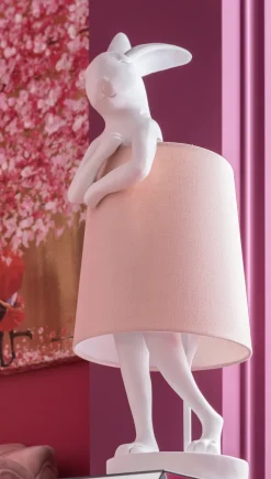 Lampa Stołowa Animal Rabbit 17x50 Cm Biała - Klosz Różowy*KARE Design