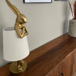 Lampa Stołowa Animal Rabbit 17x50 Cm Złota - Klosz Biały*KARE Design Hot