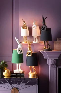 Lampa Stołowa Animal Rabbit 17x50 Cm Złota - Klosz Biały*KARE Design Hot