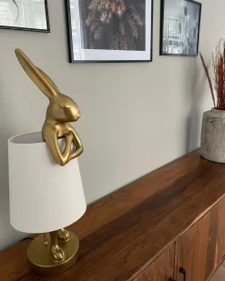 Lampa Stołowa Animal Rabbit 17x50 Cm Złota - Klosz Biały*KARE Design Hot