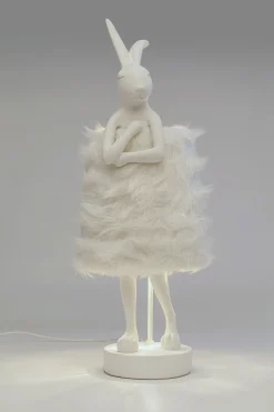 Lampa Stołowa Biała Królik Abażur Futrzasty 68 Cm*KARE Design