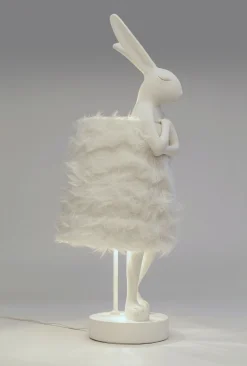 Lampa Stołowa Biała Królik Abażur Futrzasty 68 Cm*KARE Design