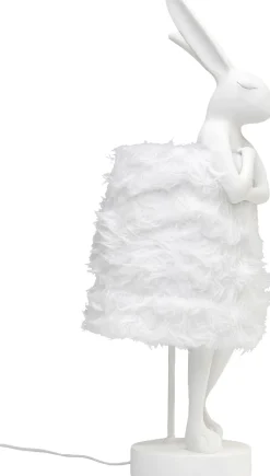 Lampa Stołowa Biała Królik Abażur Futrzasty 68 Cm*KARE Design