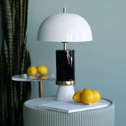 Lampa Stołowa Biało-czarna Stalowa Emaliowana 51 Cm*KARE Design New