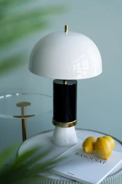 Lampa Stołowa Biało-czarna Stalowa Emaliowana 51 Cm*KARE Design New