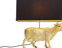 Lampa Stołowa Glamour Złota Krowa Abażur Czarny 46x52 Cm*KARE Design Sale