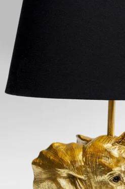 Lampa Stołowa Glamour Złoty Słonik Abażur Czarny 27x48 Cm*KARE Design Clearance
