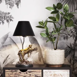 Lampa Stołowa Motyw Zwierzęcy Lampart Klosz Czarny 28x50 Cm*KARE Design Clearance