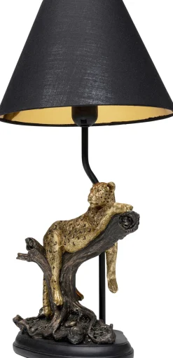 Lampa Stołowa Motyw Zwierzęcy Lampart Klosz Czarny 28x50 Cm*KARE Design Clearance