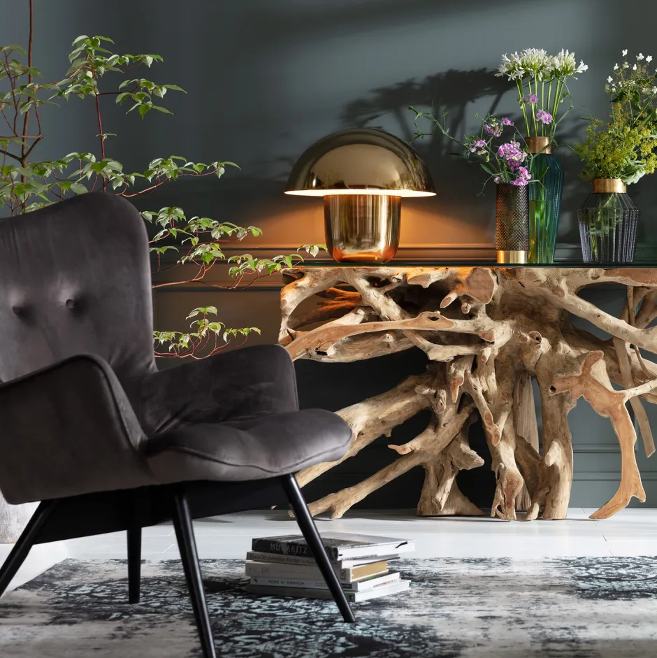 Lampa Stołowa Mushroom Ø50x44 Cm Mosiężna*KARE Design Discount