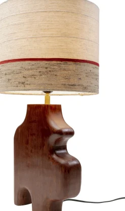 Lampa Stołowa Podstawa Drewno Mango Brązowe Abażur Biało-szary Ø30x61 Cm*KARE Design Discount