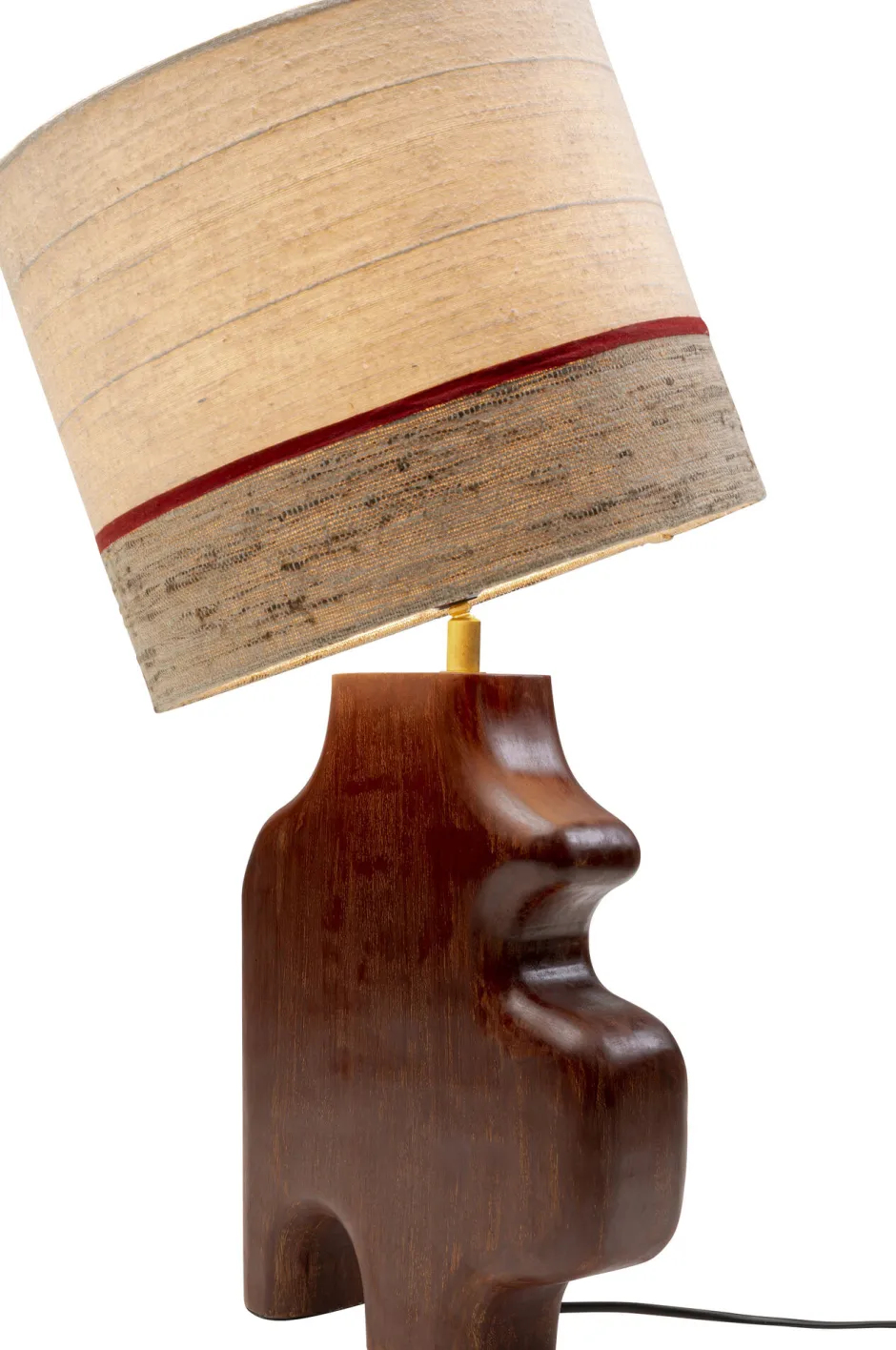 Lampa Stołowa Podstawa Drewno Mango Brązowe Abażur Biało-szary Ø30x61 Cm*KARE Design Discount
