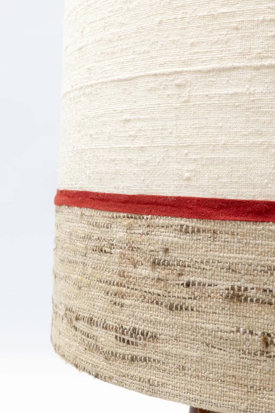 Lampa Stołowa Podstawa Drewno Mango Brązowe Abażur Biało-szary Ø30x61 Cm*KARE Design Discount