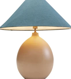 Lampa Stołowa Podstawa Stalowa Brązowa Abażur Lniany Niebieski Ø62x64 Cm*KARE Design