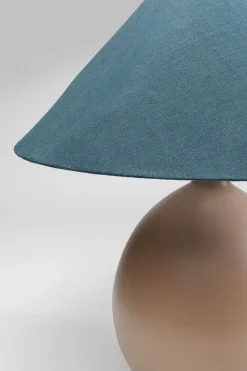 Lampa Stołowa Podstawa Stalowa Brązowa Abażur Lniany Niebieski Ø62x64 Cm*KARE Design