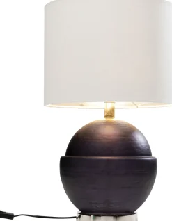 Lampa Stołowa Podstawa Szara Abażur Lniany Biały Ø33x51 Cm*KARE Design Clearance