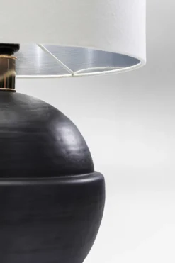 Lampa Stołowa Podstawa Szara Abażur Lniany Biały Ø33x51 Cm*KARE Design Clearance