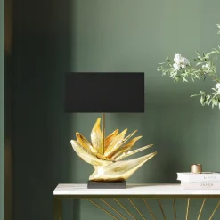 Lampa Stołowa Tropical Flower 51x65 Cm Czarno-złota*KARE Design Clearance