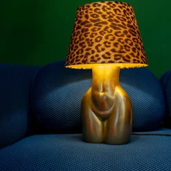 Lampa Stołowa Złota Z Abażurem W Cętki Motyw Ludzkiego Ciała Ø30x48 Cm*KARE Design Outlet