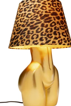 Lampa Stołowa Złota Z Abażurem W Cętki Motyw Ludzkiego Ciała Ø30x48 Cm*KARE Design Outlet