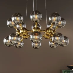Lampa Wisząca Atomic Balls 74x130 Cm Złota - Klosze Szklane Przydymione*KARE Design Online