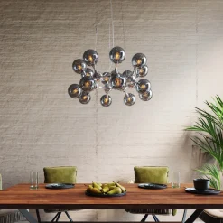 Lampa Wisząca Atomic 74 Cm Srebrna - Klosze Szklane*KARE Design Clearance