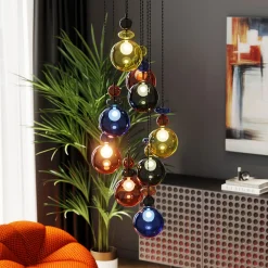 Lampa Wisząca Awangardowa Klosze Szklane Kolorowe Ø44x150 Cm*KARE Design Online