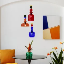 Lampa Wisząca Awangardowa Klosze Szklane Kolorowe Ø48x140 Cm*KARE Design Outlet