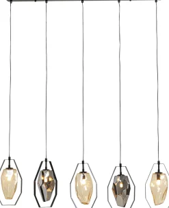 Lampa Wisząca Czarna Klosze Szklane 5xG9 110 Cm*KARE Design Clearance