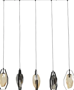 Lampa Wisząca Czarna Klosze Szklane 5xG9 110 Cm*KARE Design Clearance