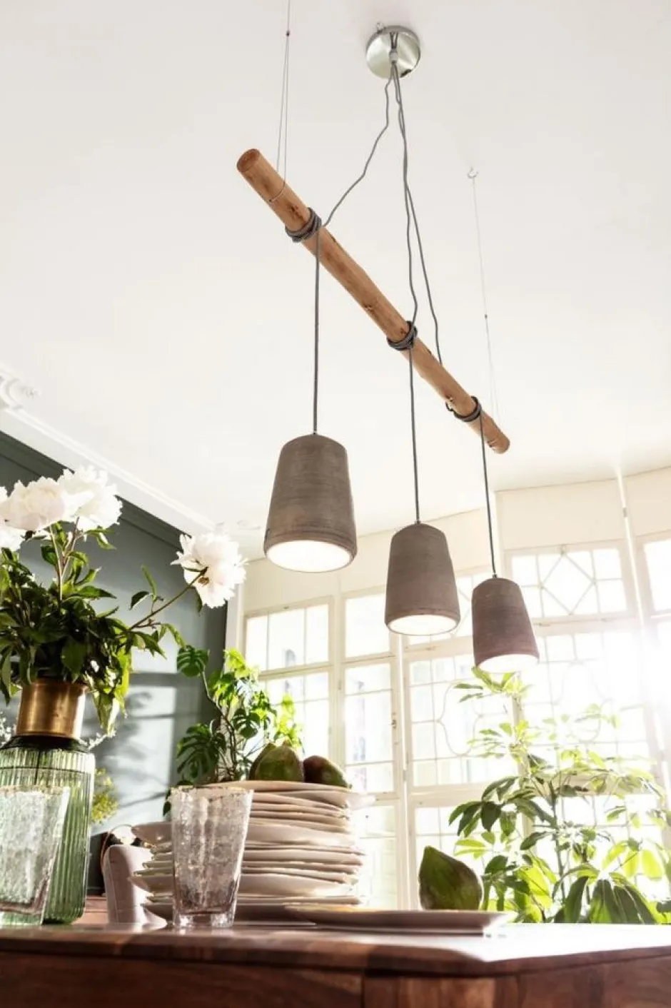 Lampa Wisząca Dining 120x120 Cm Szaro-drewniana*KARE Design Discount