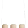 Lampa Wisząca Drewno Naturalne I Stal Czarna 115 Cm Klosze Lniane Beżowe*KARE Design Outlet
