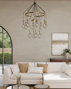 Lampa Wisząca Highlight 12L Ø97 Cm Czarno-złota - Klosze Transparentne*KARE Design